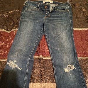 Dark Wash Ripped Hollister Bootcut Jeans